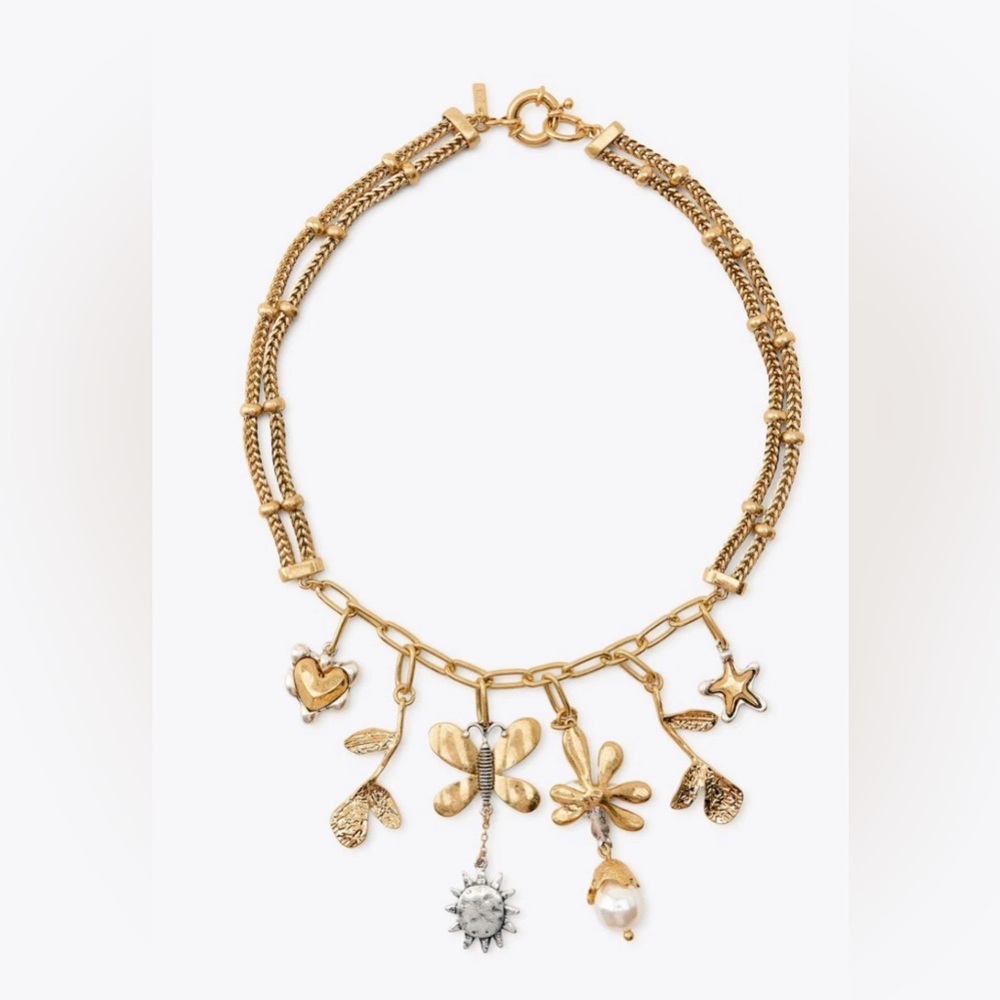 Zara Butterfly Flower Floral Heart Star Charm Gold Chain Fairy Festival Necklace